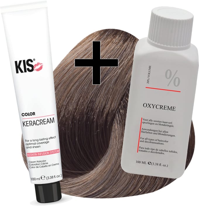 KIS haarverfset - 8A Licht asblond  - haarverf & waterstofperoxide