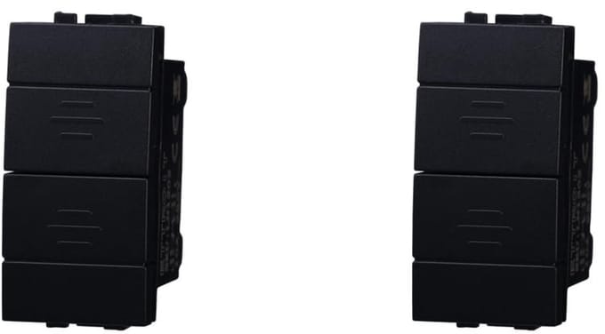 Dubbele Interlock Drukknop 1P+1P 10A Zwart voor Naadloze Installatie