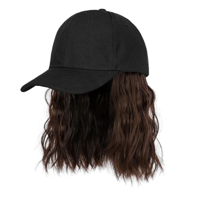 Mode Geïntegreerde Pruik Pet met Klep Golvend Krullend Bobo Pet Baseballpet Snapback Hoed Cadeau black
