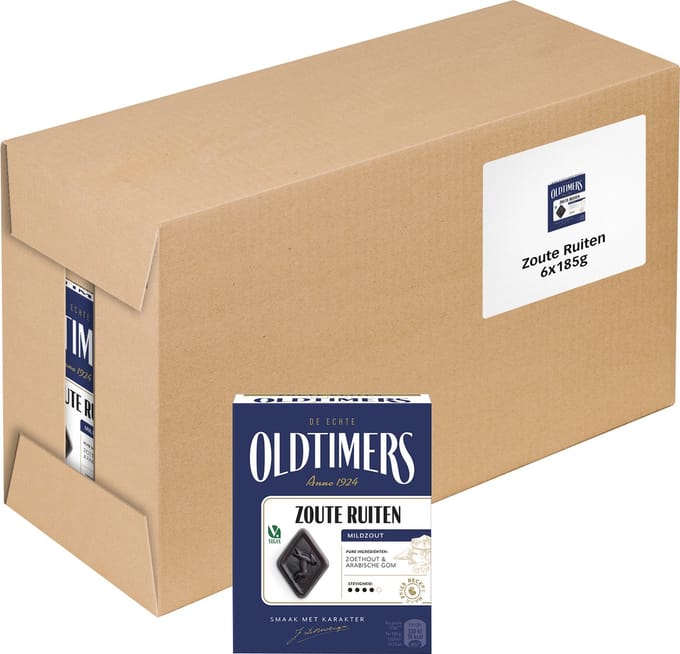 Oldtimers - Drop - Zoute Ruiten - 6 doosjes - 185 gram
