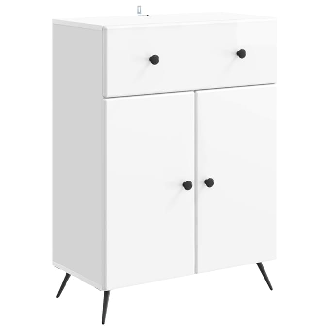 vidaXL - Dressoir - Hoogglans - Wit - 66 - x - 34,5 - x - 90 - cm - Bewerkt - hout