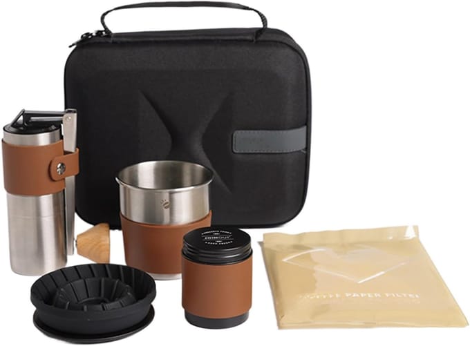 Koffiezet Kit - Kampeer Koffie - Outdoor Koffie Maken - Verstelbare Maalgraad - Compacte Set
