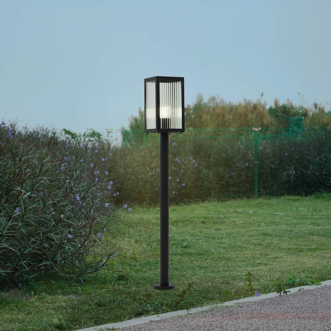 Lindby tuinpadverlichting Bolgar, zwart, metaal, glas, 15 cm