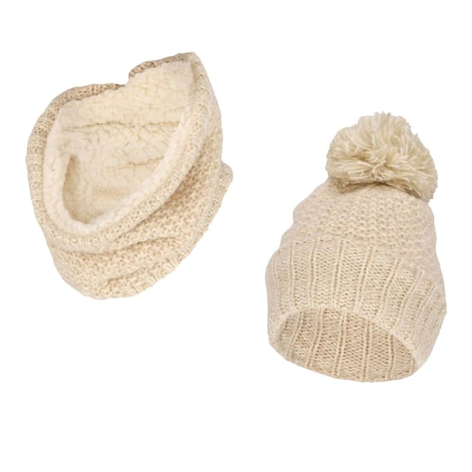 Ski muts & Colsjaal dames - Set - One Size - Wool white