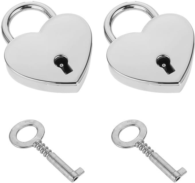 Mini-Hangslot Hartvorm met Sleutel - 2 Stuks