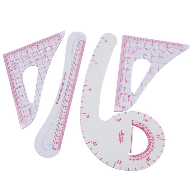 4 stuks Curve Liniaal Plastic Naaien Graderen Proefdruk Multifunctioneel Kledingontwerp Gereedschap gray