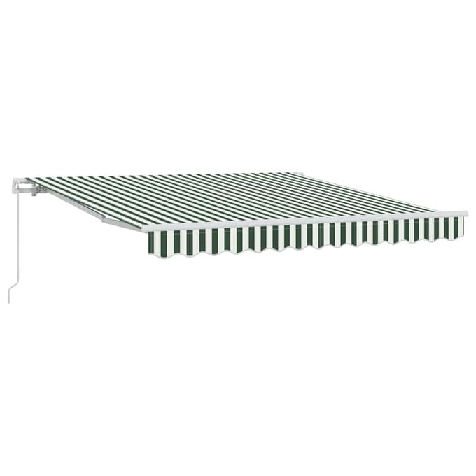 vidaXL - Uitschuifbare - luifel - Groen - en - Wit - 300 - x - 250 - x - 165 - cm