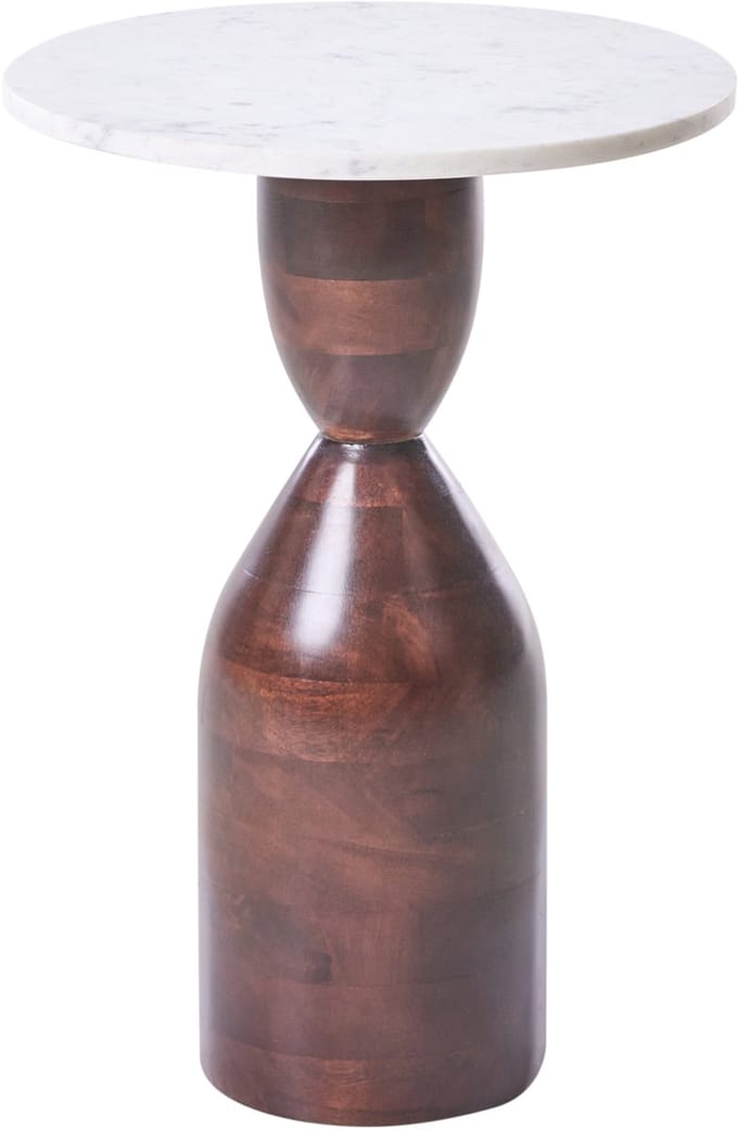 WALLULA - Bijzettafel - Bruin - Mangohout/Marmer