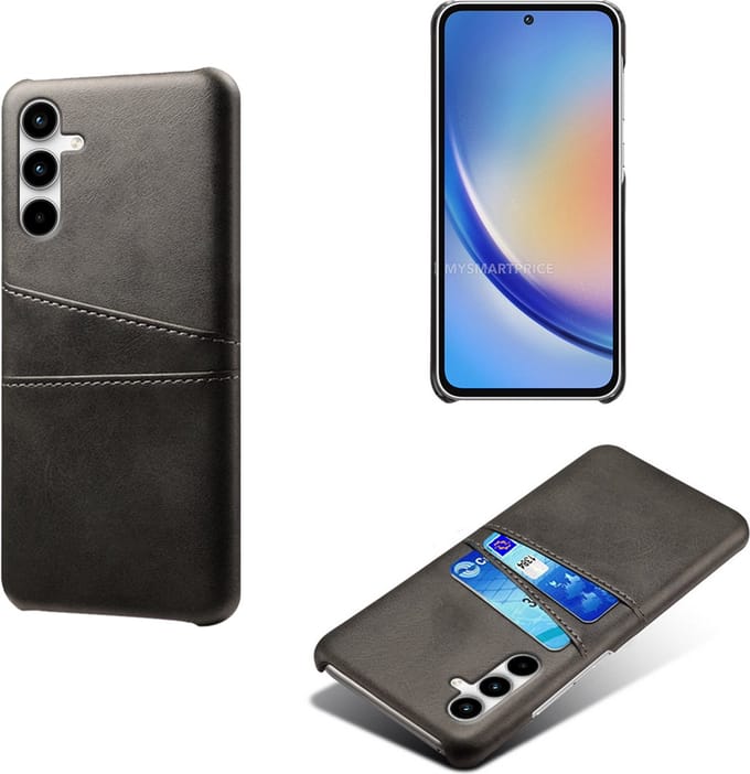 Backcover met Opbergvakjes + PMMA Screenprotector voor Galaxy A55 _ Zwart