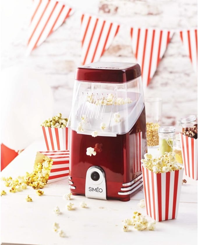 SIMEO Popcornmachine FMP450 – Rode Retro Popcornmaker met Hete Lucht Technologie