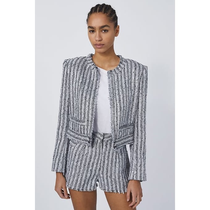 IRO Paris Hakilo Cropped Jacket In Black/white/silver Maat: XL | Korte Jassen Outlet | Dames | Wit