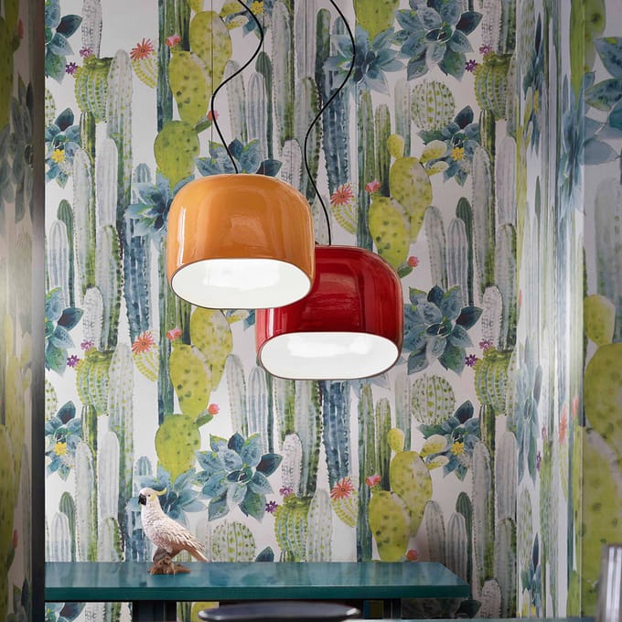 Ferroluce Hanglamp Ayrton, keramiek, lengte 29 cm, rood