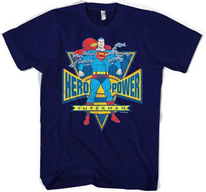 DC Comics Superman Heren Tshirt -M- World Hero Blauw