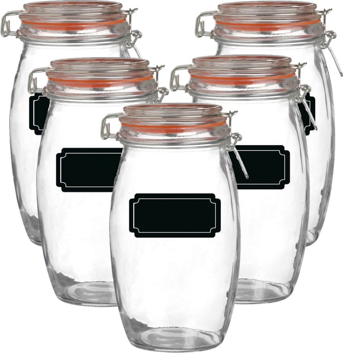 Weckpot/inmaakpot - 10x - 1.3L - glas - met beugelsluiting - incl. etiketten