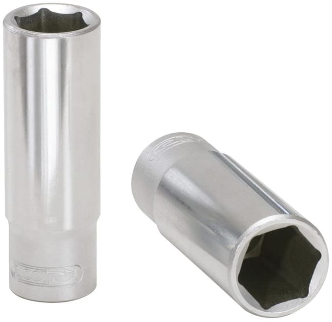 Dopsleutel 3/8" - Zeskant lang - Gloeibougies Monteren - FlankTraction Profiel - 7/8 inch - Matglans