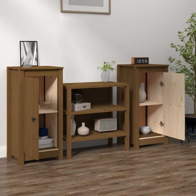 vidaXL - Dressoirs - 2 - st - 39x35x80 - cm - massief - grenenhout - honingbruin