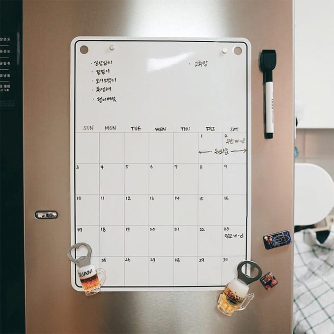 Whiteboard Maandplanner Koelkast Magnetisch Memobord Koelkastmagneet Kalender gray
