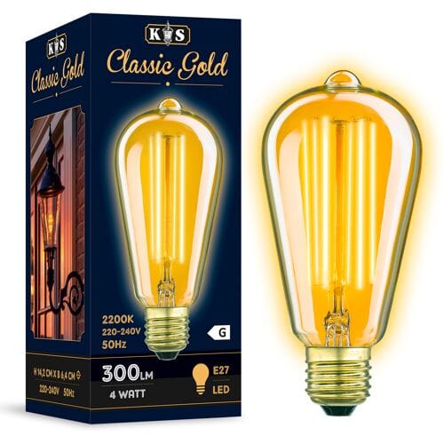 KS Verlichting Classic Gold LED 4W Kooldraadlamp Edison