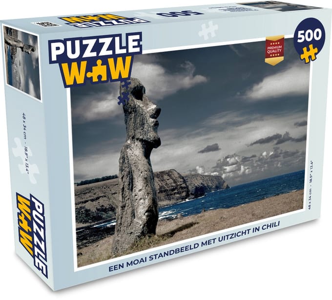 Puzzel Een Moai standbeeld met uitzicht in Chili - Legpuzzel - Puzzel 500 stukjes
