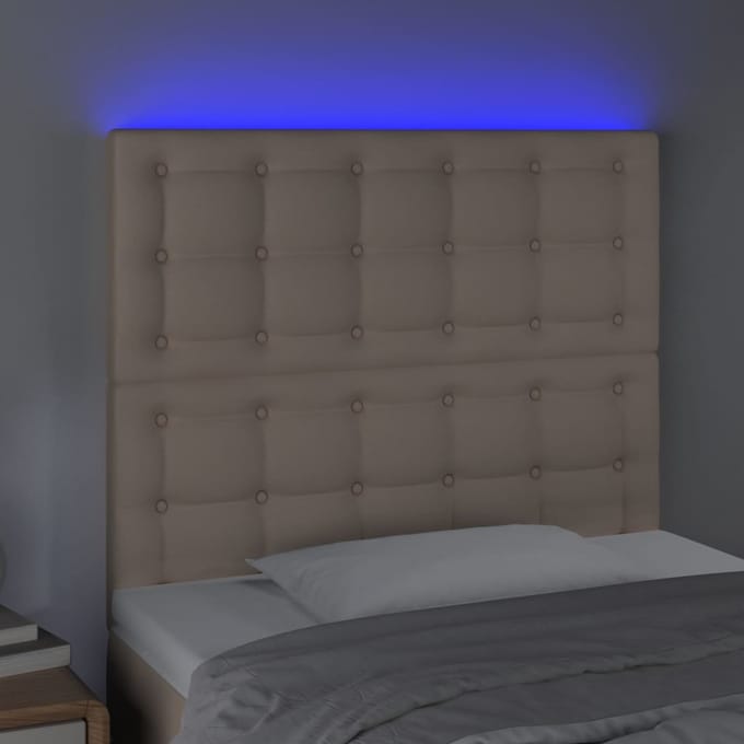 vidaXL - Hoofdbord - LED - 100x5x118/128 - cm - kunstleer - cappuccinokleurig