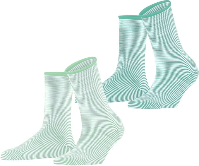 Esprit Allover Stripe 2-Pack gedessineerd katoen multipack sokken dames groen - maat 39-42