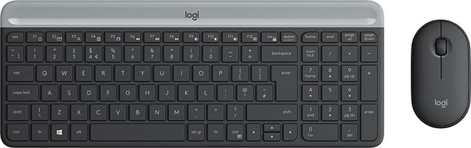 Logitech Slim Wireless Combo MK470 - Toetsenbord en muis set draadloos - 2.4 GHz - Tsjechisch - grafiet - Qwerty