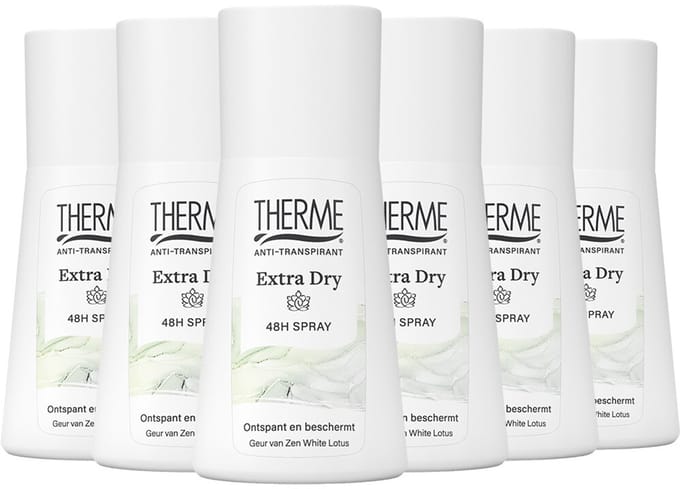 Therme - Anti-Transpirant Extra Dry 48H Spray - 6 x 75 ml - Voordeelverpakking