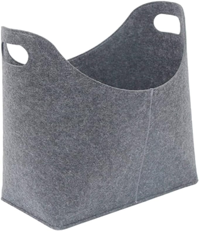 Felt Firewood Basket Foldable Fireplace Storage Bag Fireside Wood Carrier Holder Gray