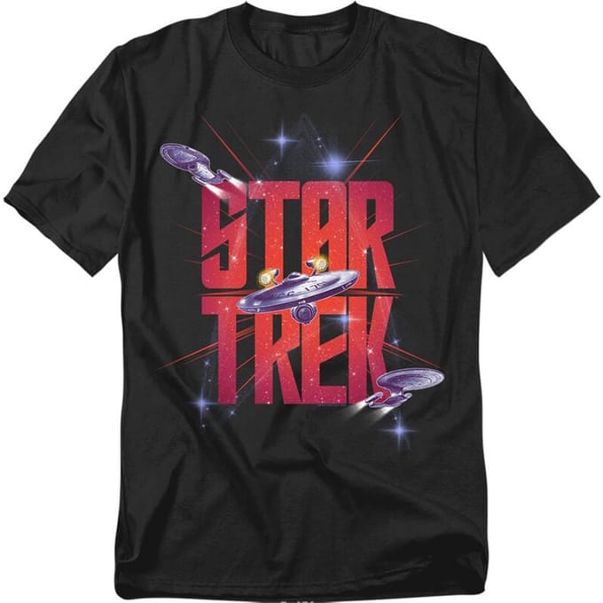 Star Trek T-shirt - Three Ships in Space - M tot 5XL - voor Mannen - zwart