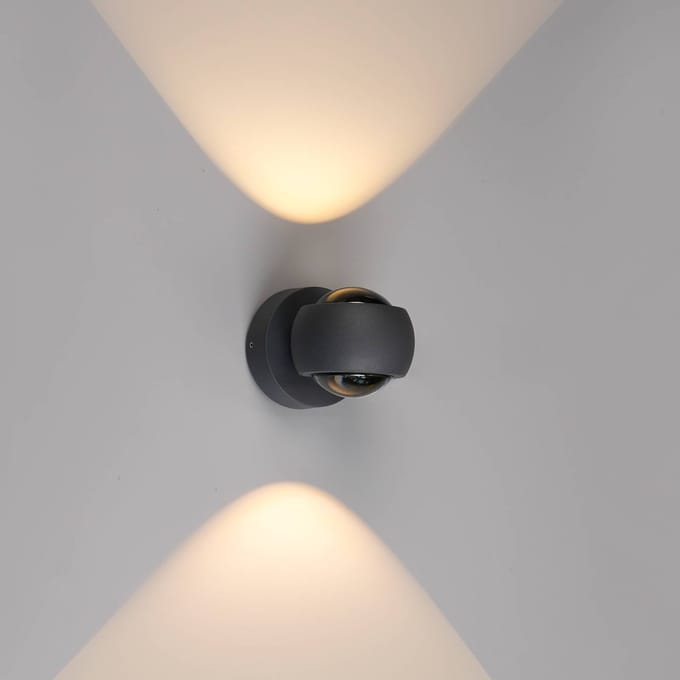 LCD LED buiten wandlamp, grafiet, up & down, CCT, dimbaar, aluminium