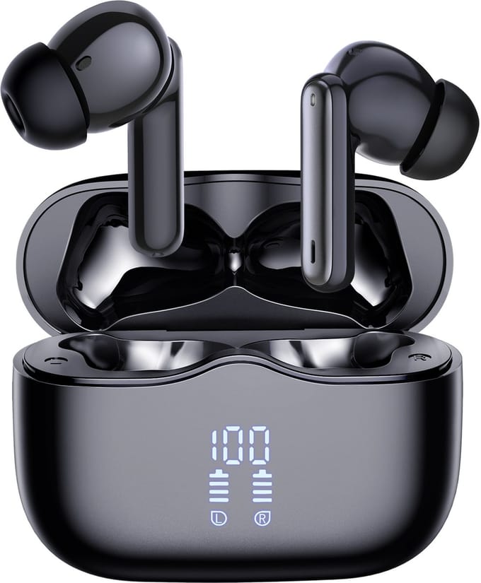 oTronica Draadloze Oordopjes - Active Noise Cancelling (ANC) oortjes - bluetooth - met LED Display - Zwart