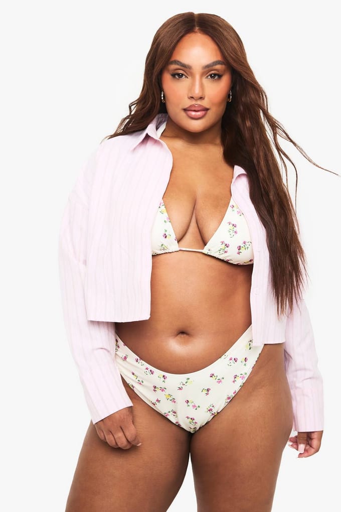 boohoo Dames Plus geweven gestreepte boxy shirt | Roze | Maat: 48