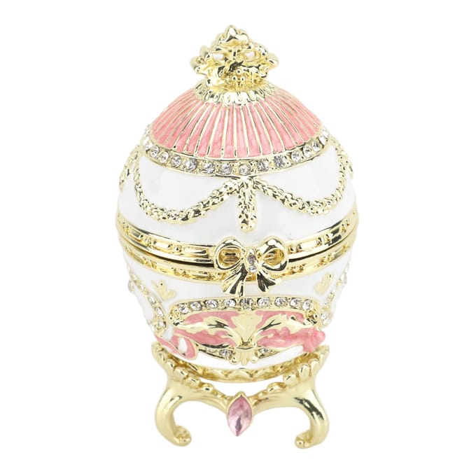 Ei Stijl Sieradendoosje Geëmailleerd Scharnierend Sieraden Organizer Ring Oorbellen Sieradendoosje Verzamelobject beige