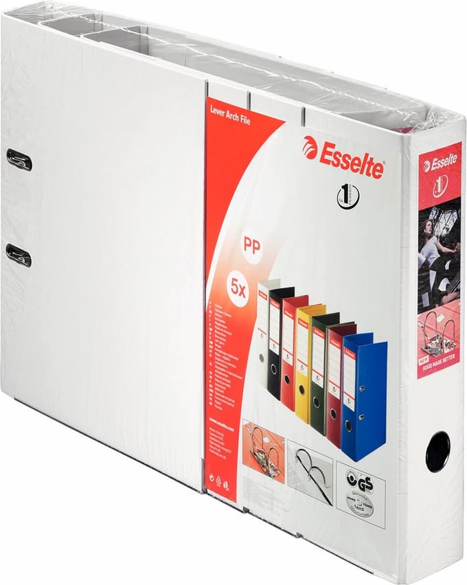 Esselte ordner - Power N°1 - Rug van 7,5 cm - Wit - 2x Pak van 5 stuks
