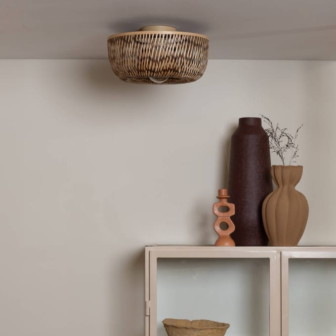 GOOD & MOJO plafondlamp Barbados, bruin, Ø 35 cm, bamboe E27