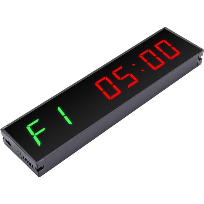 1,5 inch fitnesstimer met 6 standen, USB-C-aansluiting, LED-display, digitale timer voor intervaltraining, aftelfunctie en stopwatch met afstandsbediening. black