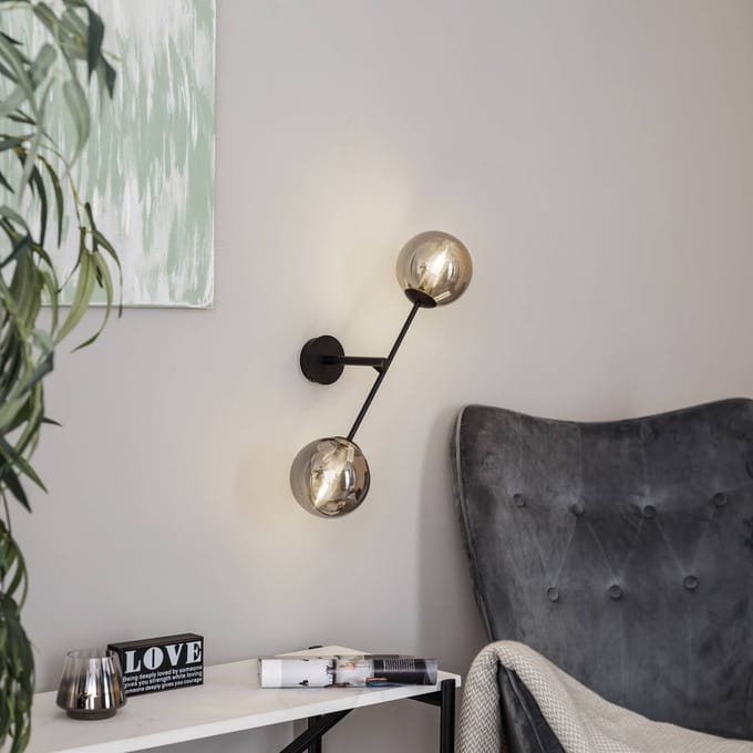 EMIBIG LIGHTING Wandlamp Linear, zwart/grafiet, 2-lamps