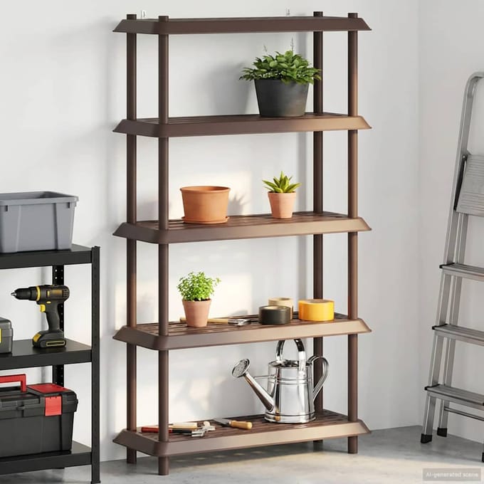 vidaXL - Plankenunit - 5-laags - 100 - x - 40 - x - 177 - cm - PP - Bruin