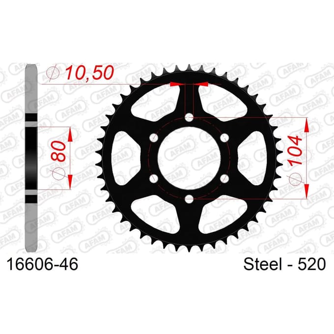 Afam 16606 Achtertandwiel Zilver 46t