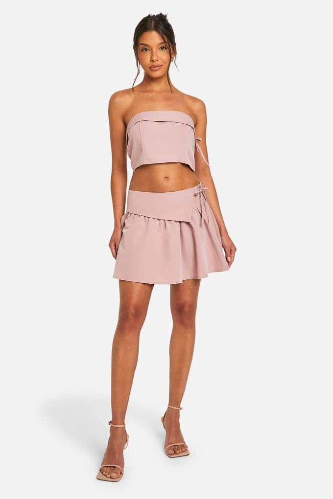 boohoo Dames Foldover Tailleband Detail Minirok | Paddestoel | Maat: 40