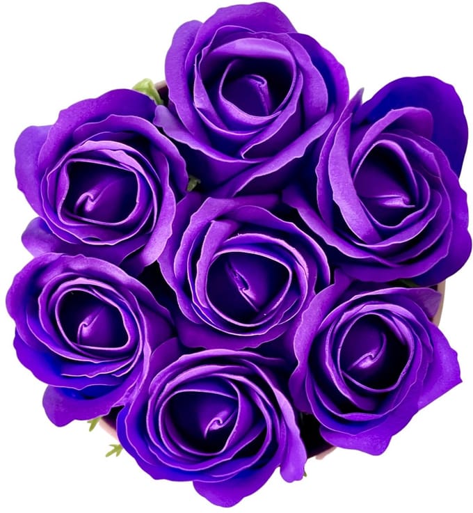 Inspiruj - Flowerbox - Roze Pakket - Rozen Van Zeep - Donkerpaars