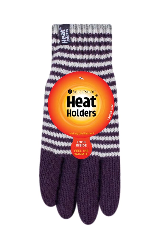 Heat Holders - Gestreepte dameshandschoenen voor de winter - Paars (Oslo)