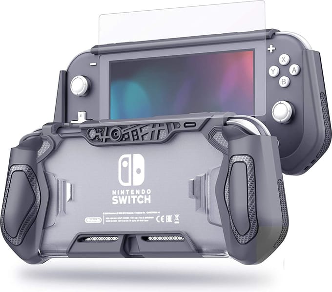 Cablebee Protector beschermhoes inclusief 9H screen protector geschikt voor Nintendo Switch Lite - Grijs