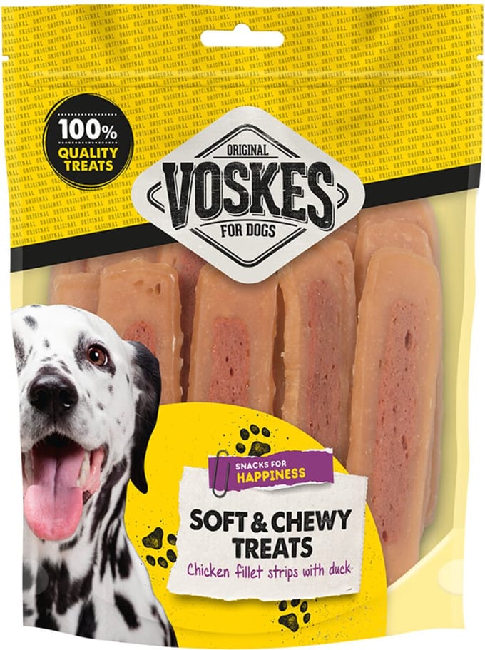 Voskes Hondensnacks Kipfilet Eend - 10 x 400 gr - Voordeelverpakking
