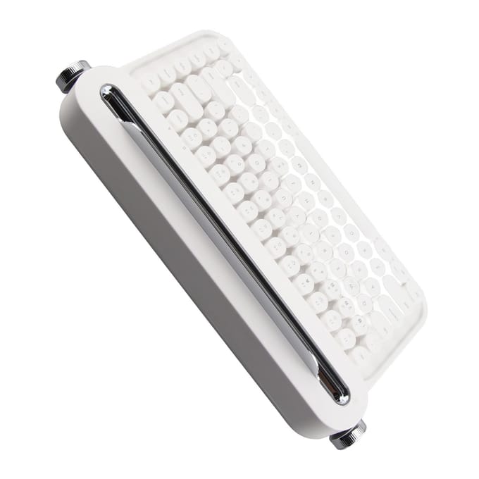 Clavier Bluetooth vintage 86 touches, clavier sans fil portable avec support intégré pour Windows pour blanc