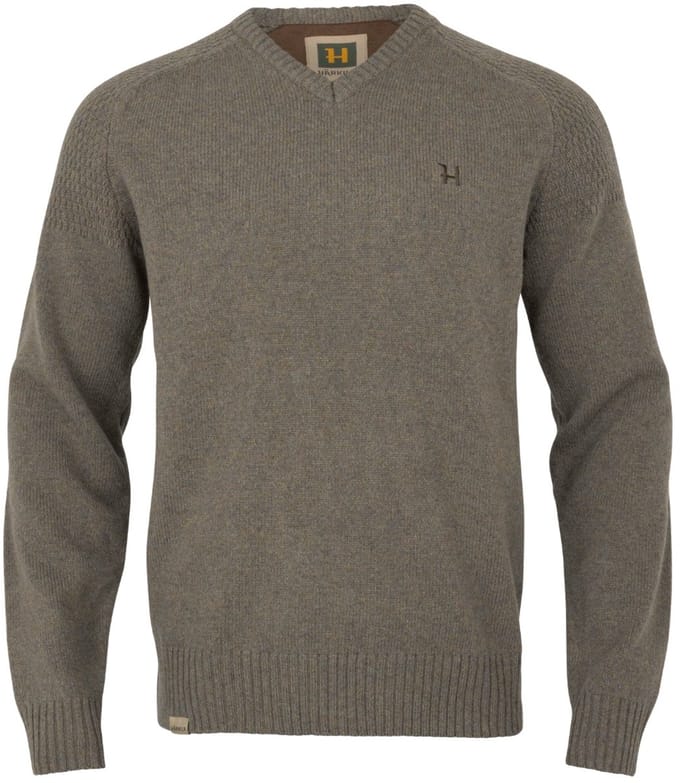 Härkila Vincent Merino V-Hals Pullover Outdoor V-Hals Pullover Scandinavische V-Hals Pullover Jacht V-Hals Pullover Trui Met V-Hals Dark Sand Maat -M