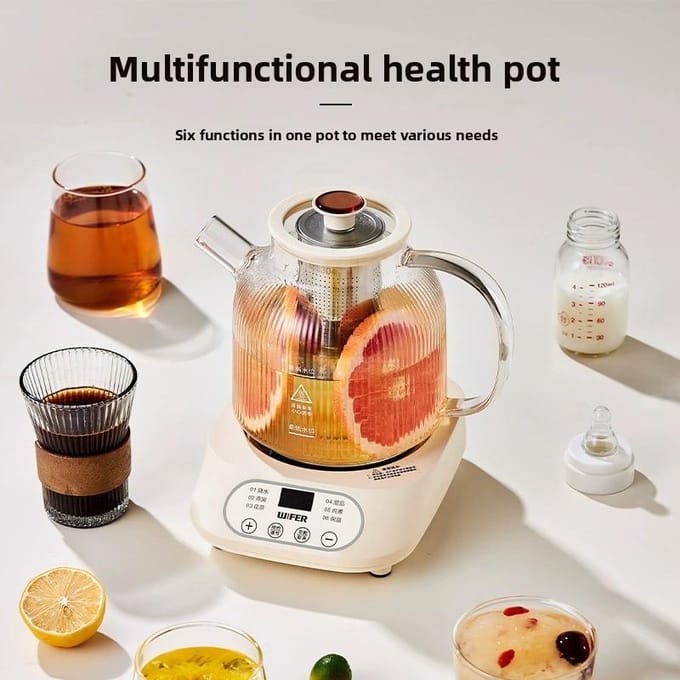 Hervidor de té eléctrico de vidrio automático con control de temperatura para el hogar white