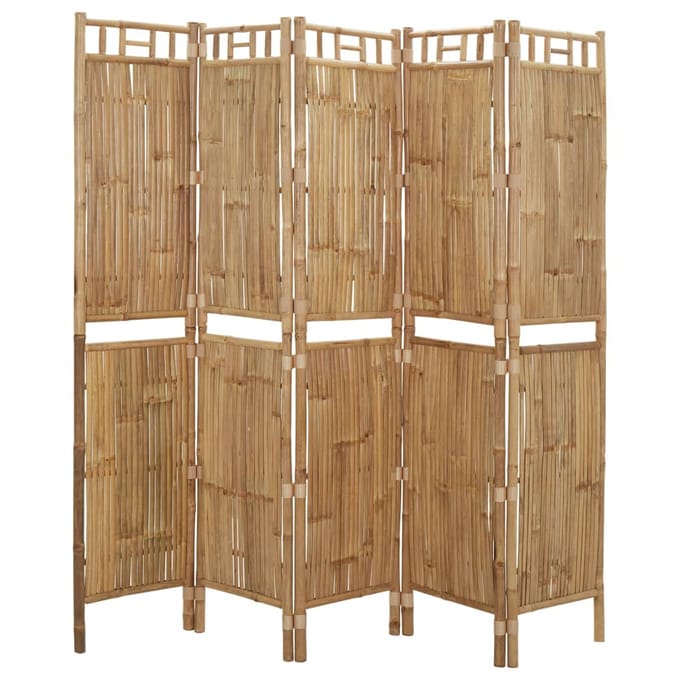 vidaXL - Kamerscherm - met - 5 - panelen - 200x180 - cm - bamboe