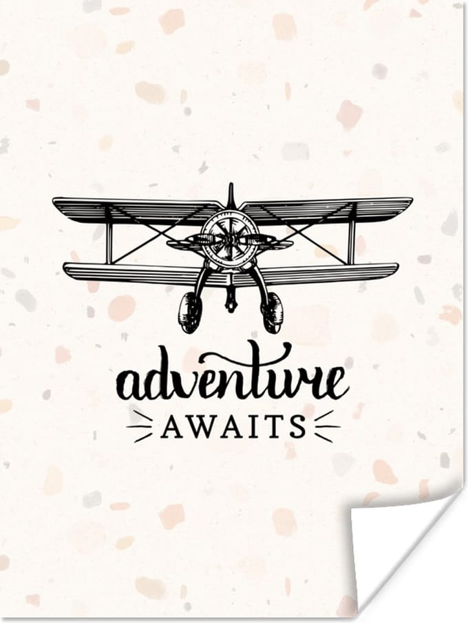 Poster Spreuken - Quotes - Adventure awaits - Vliegen - 60x80 cm