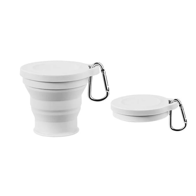 Buiten opvouwbare beker met ophangoog Creatieve waterbeker Reizen Draagbare beker Mode Reizen Siliconen beker grijs
